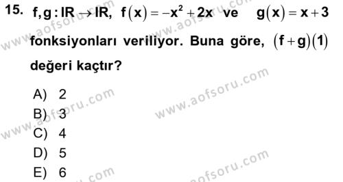 Genel Matematik Dersi 2022 - 2023 Yılı (Vize) Ara Sınavı 15. Soru