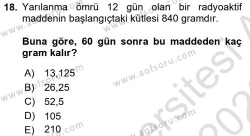 Genel Matematik Dersi 2022 - 2023 Yılı (Vize) Ara Sınavı 18. Soru