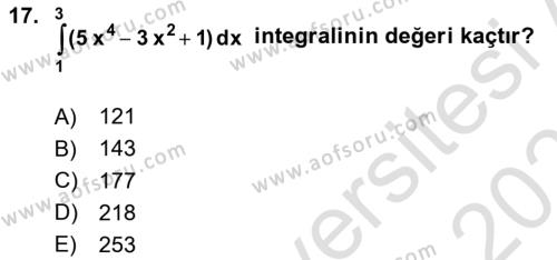 Genel Matematik Dersi 2022 - 2023 Yılı Yaz Okulu Sınavı 17. Soru