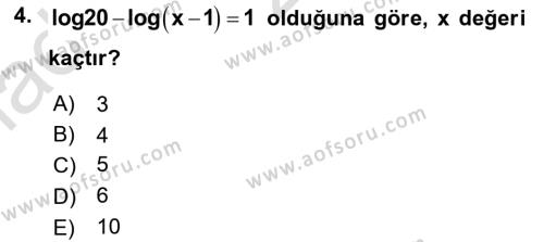 Genel Matematik Dersi 2022 - 2023 Yılı Yaz Okulu Sınavı 4. Soru