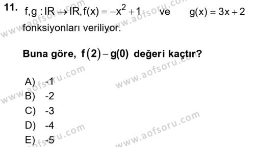 Genel Matematik Dersi 2023 - 2024 Yılı (Vize) Ara Sınavı 11. Soru