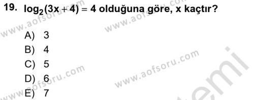 Genel Matematik Dersi 2023 - 2024 Yılı (Vize) Ara Sınavı 19. Soru