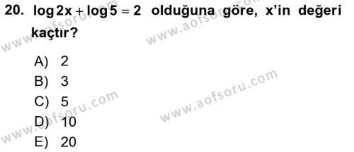 Genel Matematik Dersi 2023 - 2024 Yılı (Vize) Ara Sınavı 20. Soru