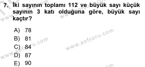 Genel Matematik Dersi 2023 - 2024 Yılı (Vize) Ara Sınavı 7. Soru