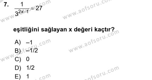 Genel Matematik Dersi 2023 - 2024 Yılı Yaz Okulu Sınavı 7. Soru