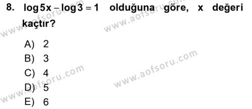 Genel Matematik Dersi 2023 - 2024 Yılı Yaz Okulu Sınavı 8. Soru