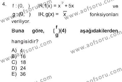 Matematik 1 Dersi 2012 - 2013 Yılı Tek Ders Sınavı 4. Soru