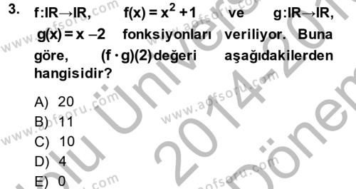 Matematik 1 Dersi 2014 - 2015 Yılı (Final) Dönem Sonu Sınavı 3. Soru