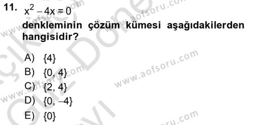 Matematik 1 Dersi 2023 - 2024 Yılı (Vize) Ara Sınavı 11. Soru