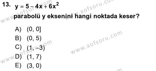 Matematik 1 Dersi 2023 - 2024 Yılı (Vize) Ara Sınavı 13. Soru