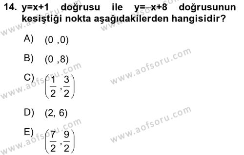 Matematik 1 Dersi 2023 - 2024 Yılı (Vize) Ara Sınavı 14. Soru