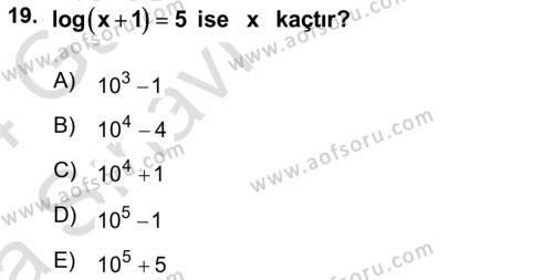 Matematik 1 Dersi 2023 - 2024 Yılı (Vize) Ara Sınavı 19. Soru