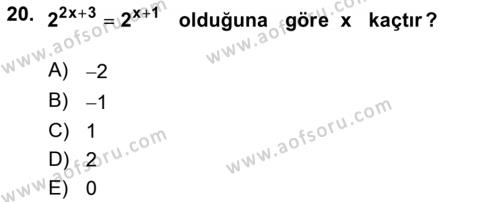 Matematik 1 Dersi 2023 - 2024 Yılı (Vize) Ara Sınavı 20. Soru