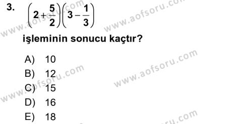 Matematik 1 Dersi 2023 - 2024 Yılı (Vize) Ara Sınavı 3. Soru