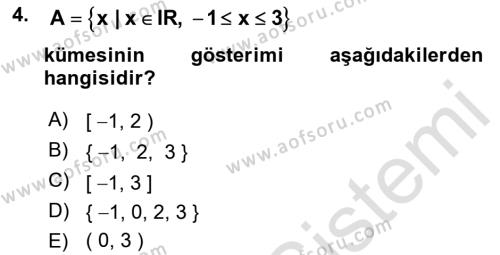 Matematik 1 Dersi 2023 - 2024 Yılı (Vize) Ara Sınavı 4. Soru