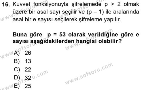 Matematik 1 Dersi 2023 - 2024 Yılı (Final) Dönem Sonu Sınavı 16. Soru