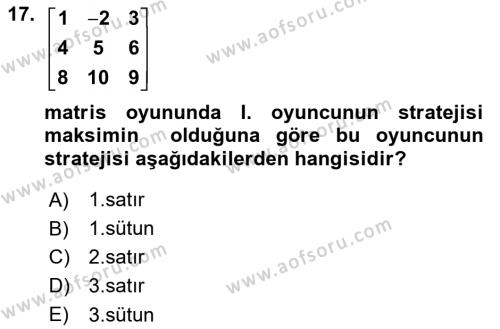 Matematik 1 Dersi 2023 - 2024 Yılı (Final) Dönem Sonu Sınavı 17. Soru