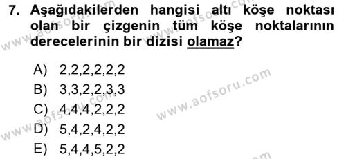 Matematik 1 Dersi 2023 - 2024 Yılı (Final) Dönem Sonu Sınavı 7. Soru