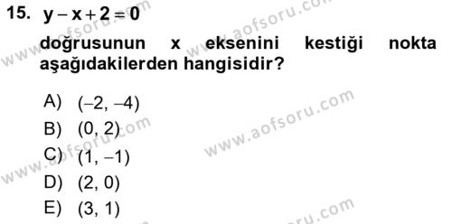 Matematik 1 Dersi 2024 - 2025 Yılı (Vize) Ara Sınavı 15. Soru