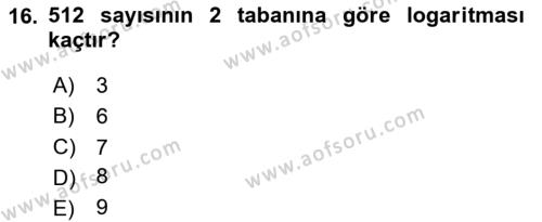 Matematik 1 Dersi 2024 - 2025 Yılı (Vize) Ara Sınavı 16. Soru
