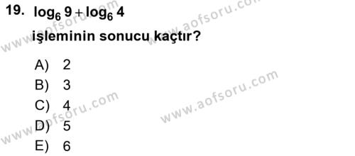 Matematik 1 Dersi 2024 - 2025 Yılı (Vize) Ara Sınavı 19. Soru