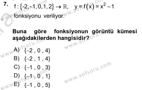 Matematik 1 Dersi 2024 - 2025 Yılı (Vize) Ara Sınavı 7. Soru