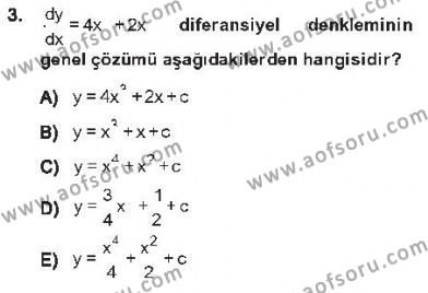 Matematik 2 Dersi 2012 - 2013 Yılı Tek Ders Sınavı 3. Soru