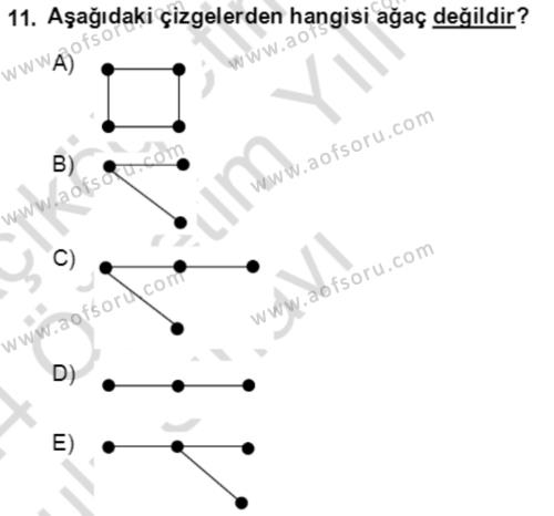 Matematik 2 Dersi 2023 - 2024 Yılı Yaz Okulu Sınavı 11. Soru