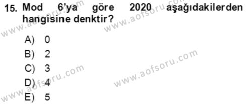 Matematik 2 Dersi 2023 - 2024 Yılı Yaz Okulu Sınavı 15. Soru