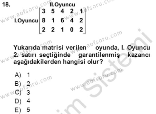 Matematik 2 Dersi 2023 - 2024 Yılı Yaz Okulu Sınavı 18. Soru