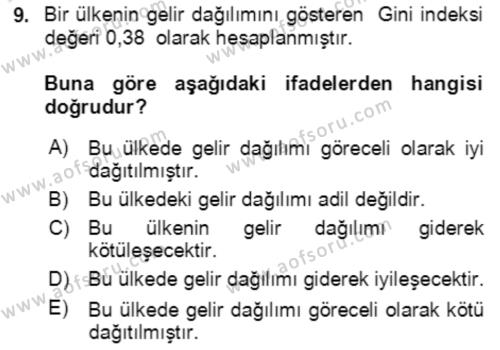 Matematik 2 Dersi 2023 - 2024 Yılı Yaz Okulu Sınavı 9. Soru