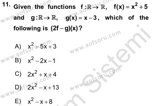 Mathematics 1 Dersi 2017 - 2018 Yılı (Vize) Ara Sınavı 11. Soru