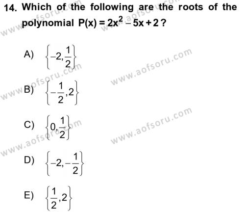 Mathematics 1 Dersi 2017 - 2018 Yılı (Vize) Ara Sınavı 14. Soru