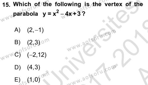 Mathematics 1 Dersi 2017 - 2018 Yılı (Vize) Ara Sınavı 15. Soru