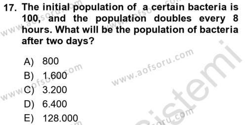 Mathematics 1 Dersi 2017 - 2018 Yılı (Vize) Ara Sınavı 17. Soru