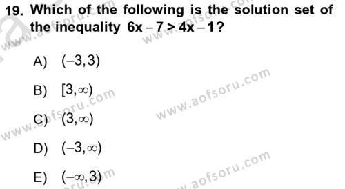 Mathematics 1 Dersi 2017 - 2018 Yılı (Vize) Ara Sınavı 19. Soru