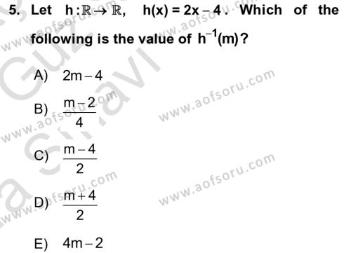 Mathematics 1 Dersi 2017 - 2018 Yılı (Vize) Ara Sınavı 5. Soru