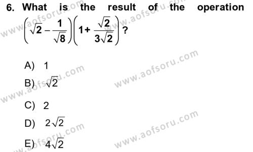 Mathematics 1 Dersi 2017 - 2018 Yılı (Vize) Ara Sınavı 6. Soru