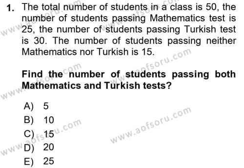 Mathematics 1 Dersi 2019 - 2020 Yılı (Final) Dönem Sonu Sınavı 1. Soru