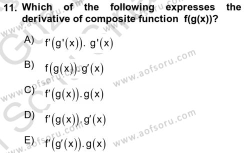 Mathematics 1 Dersi 2019 - 2020 Yılı (Final) Dönem Sonu Sınavı 11. Soru