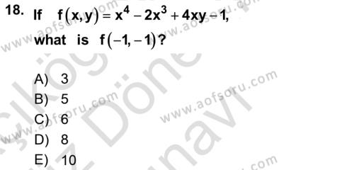 Mathematics 1 Dersi 2019 - 2020 Yılı (Final) Dönem Sonu Sınavı 18. Soru