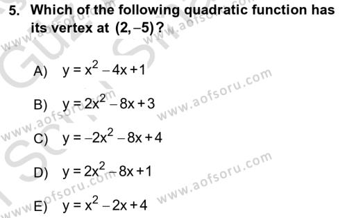 Mathematics 1 Dersi 2019 - 2020 Yılı (Final) Dönem Sonu Sınavı 5. Soru