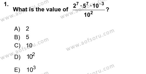 Mathematics 1 Dersi 2021 - 2022 Yılı Yaz Okulu Sınavı 1. Soru