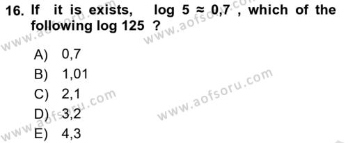 Mathematics 1 Dersi 2023 - 2024 Yılı (Vize) Ara Sınavı 16. Soru
