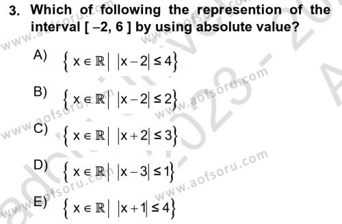 Mathematics 1 Dersi 2023 - 2024 Yılı (Vize) Ara Sınavı 3. Soru