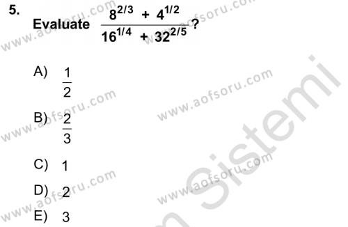 Mathematics 1 Dersi 2023 - 2024 Yılı (Vize) Ara Sınavı 5. Soru