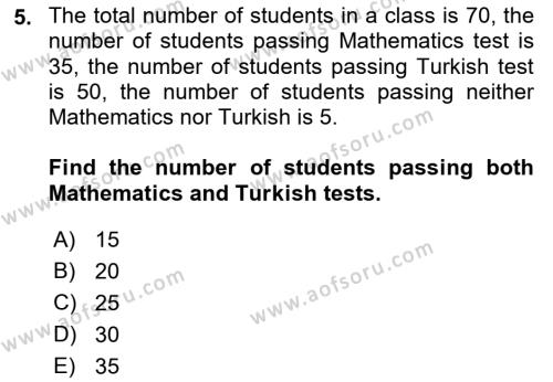 Mathematics 1 Dersi 2023 - 2024 Yılı (Final) Dönem Sonu Sınavı 5. Soru