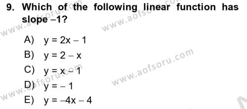 Mathematics 1 Dersi 2023 - 2024 Yılı Yaz Okulu Sınavı 9. Soru