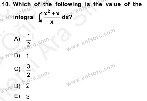 Mathematics 2 Dersi 2017 - 2018 Yılı (Vize) Ara Sınavı 10. Soru