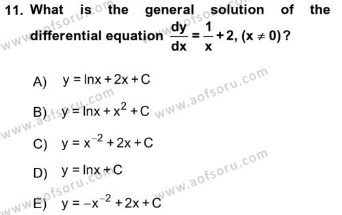 Mathematics 2 Dersi 2017 - 2018 Yılı (Vize) Ara Sınavı 11. Soru